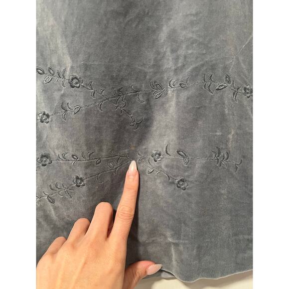 J.Crew Velvet A-Line Skirt Silver Blue w Floral Embroidery Cotton Size 10 JL - Picture 5 of 10